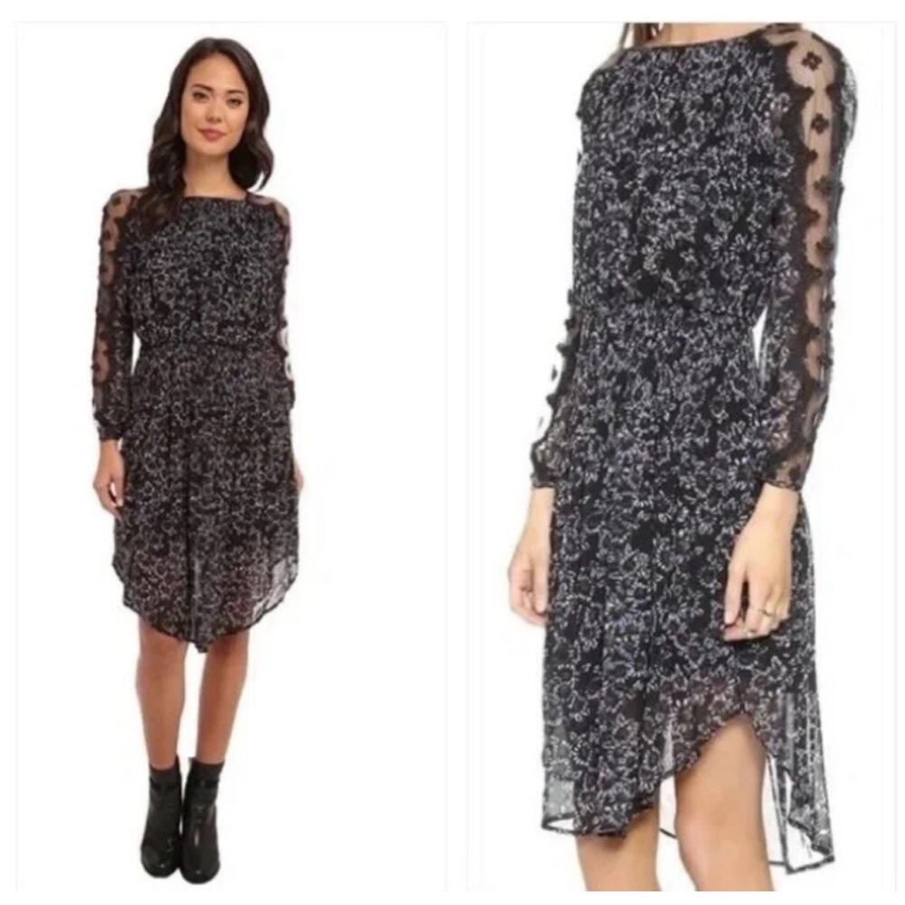 Free People Dress Open Back Size XS Black & Purple Floral Boho Charlotte Lace - Picture 5 of 16